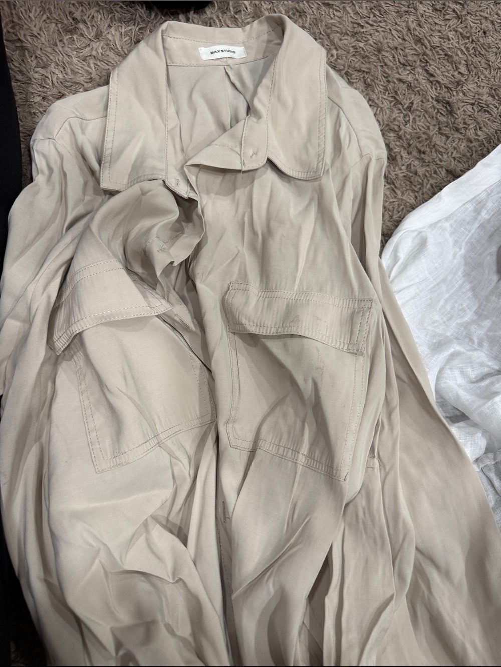 Max Studio Light Beige Trench Coat